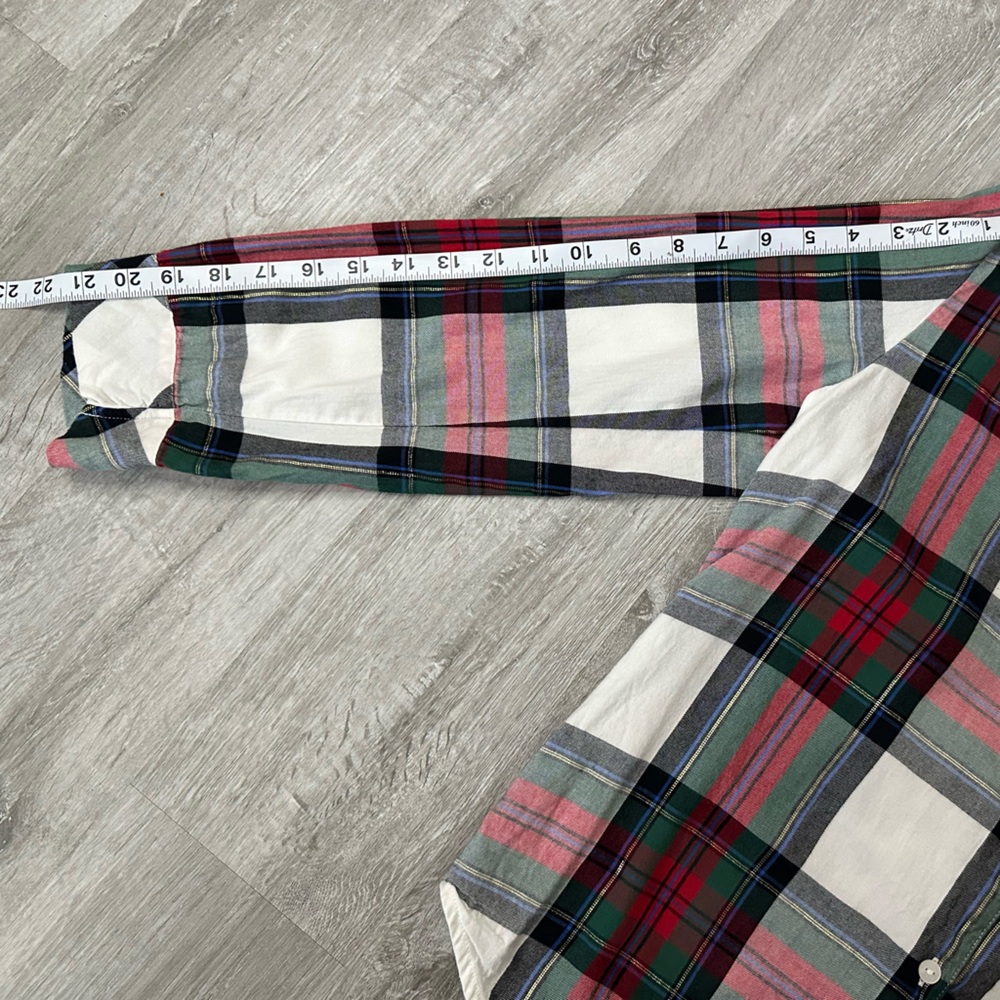 Victoria's Secret Flannel PJ Pajama Set White Red Green Plaid Size Small - Picture 7 of 16
